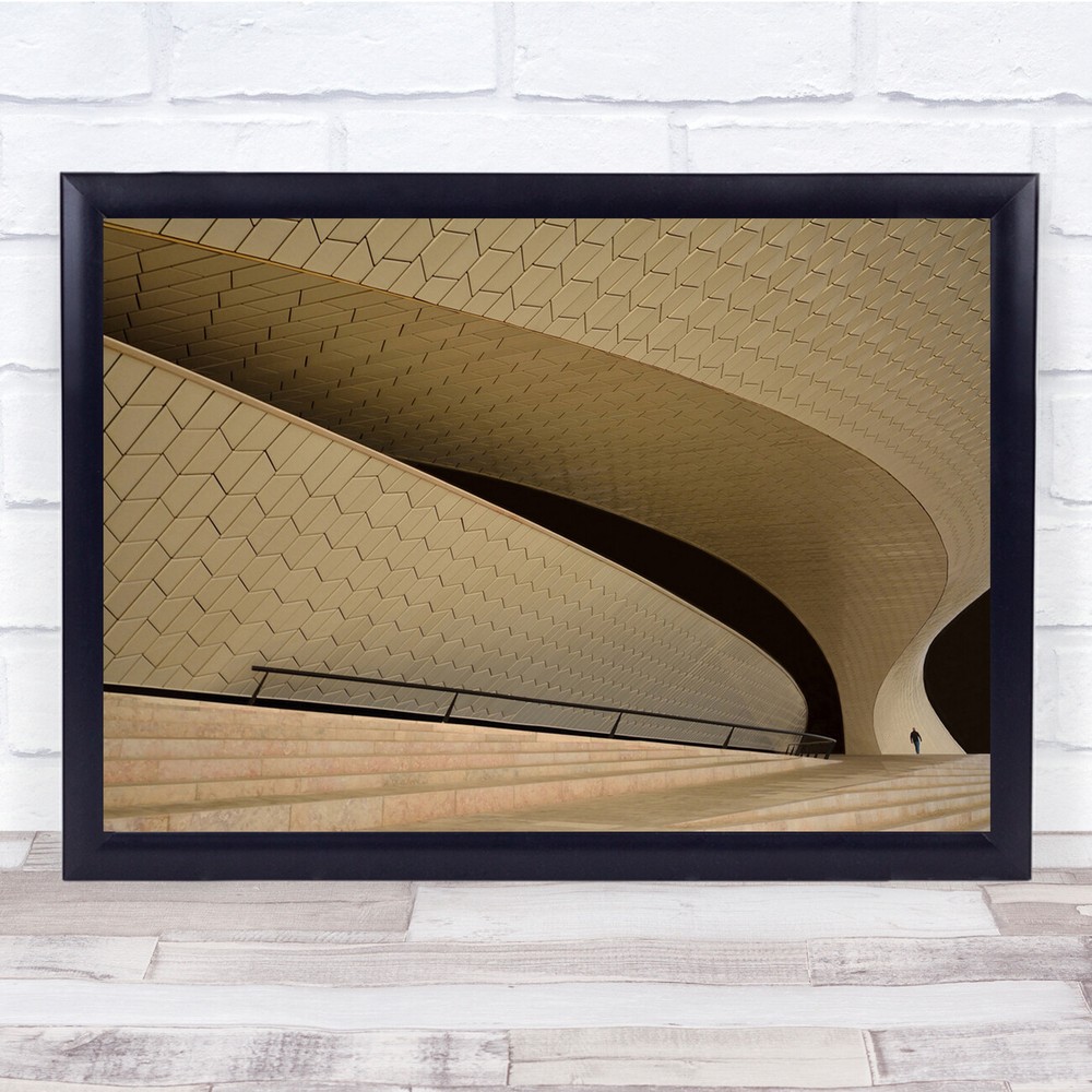 Building curved hexagon cream architecture Wall Art Print