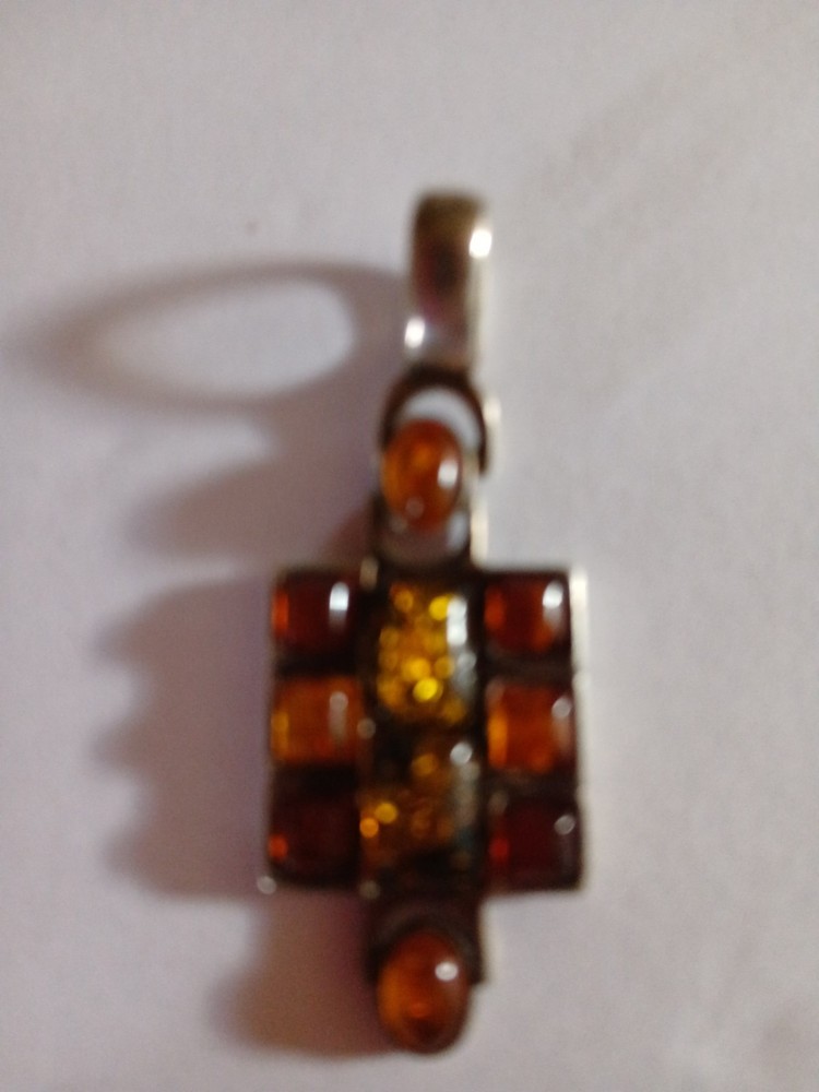 Vintage Sterling Silver Baltic Amber Pendant