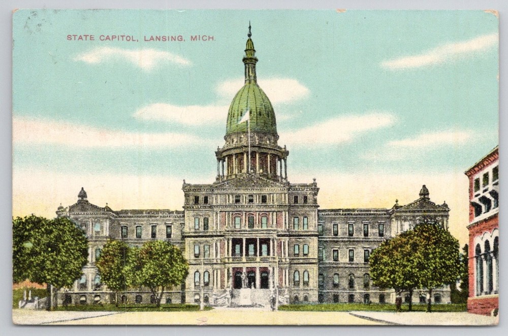 1908 Michigan State Capitol Lansing MI Postcard S. H. Knox & Co. Posted