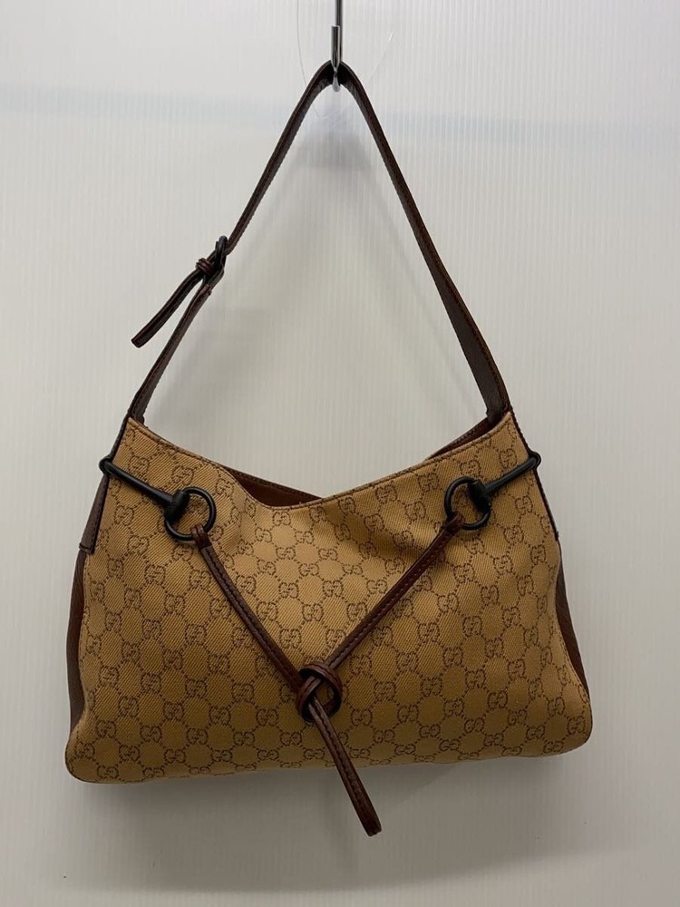 GUCCI GG Horsebit One-Shoulder Bag with All-Over Print BEG 101975 1705