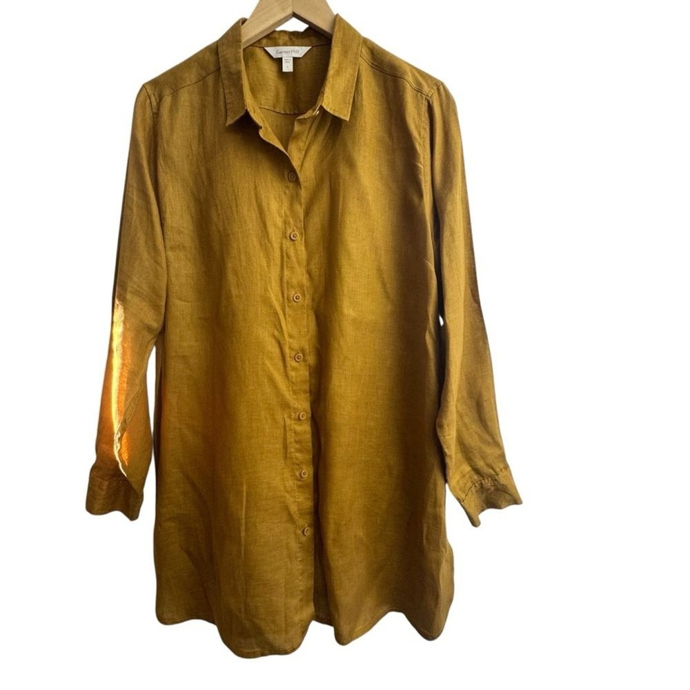 Garnet Hill Easy Linen Tunic Shirt Women’s Size Large Button Front Lagenlook