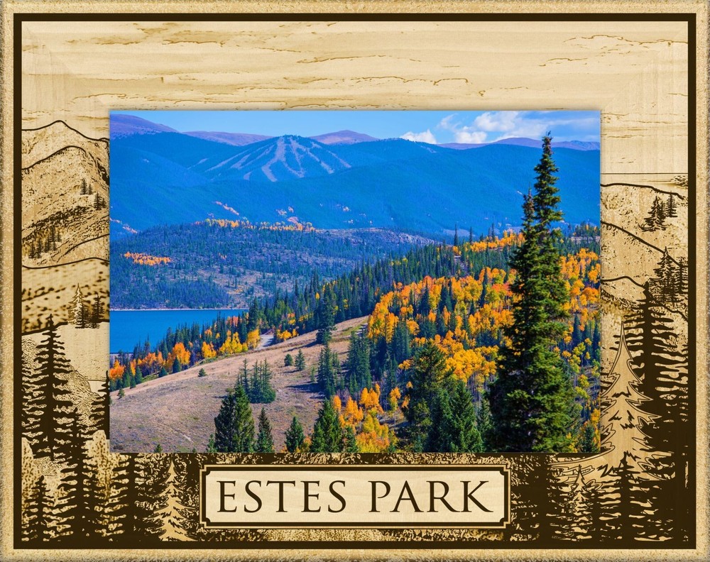 Estes Park Colorado Mountain Laser Engraved Wood Picture Frame Landscape (4x 6)