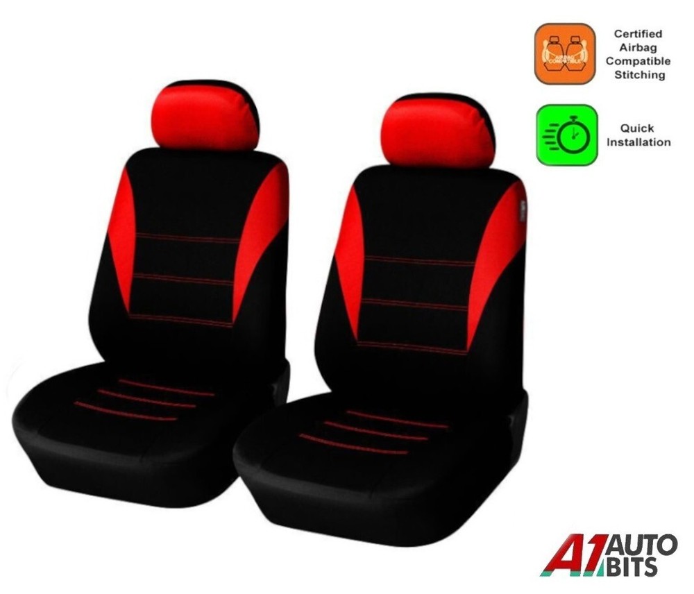 Front Red Black Car Seat Covers Fabric Protectors For Vw Golf Polo Passat Jetta
