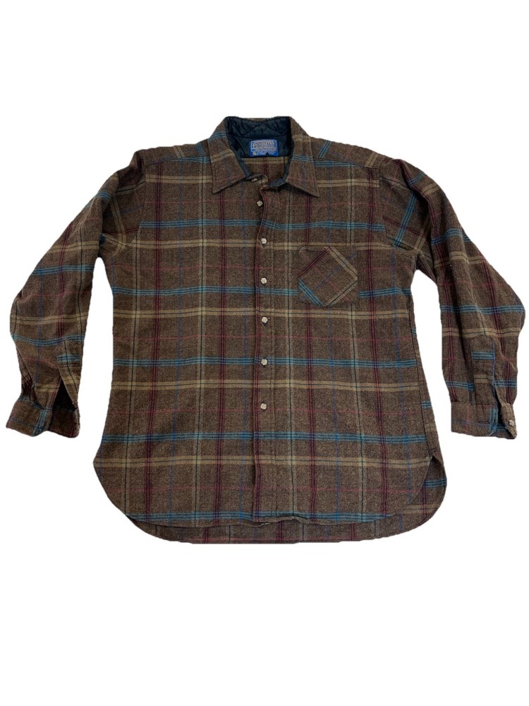 Vintage Pendleton Wool Lodge Shirt Size XL Distressed USA