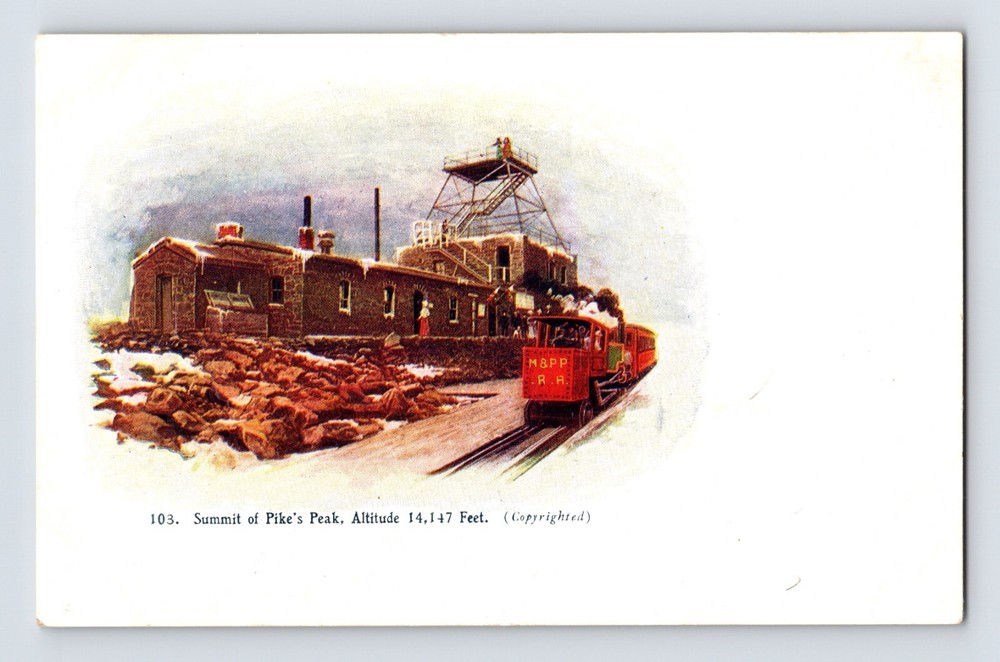 Postcard Colorado Pikes Peak CO Summit Railroad Train 1910s Unposted Divided