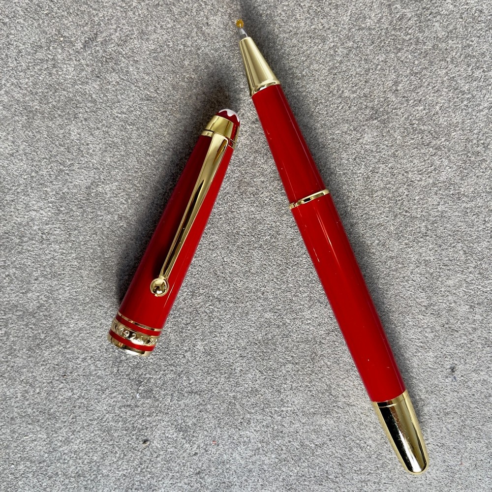 Deluxe Centenary Resin Series Red - Gold Color 0.7mm Rollerball Pen No Box