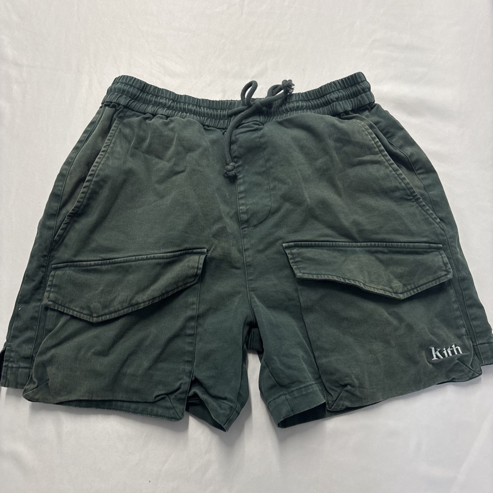 KITH Green Cargo Shorts SS22 Size Small - Casual Streetwear Style