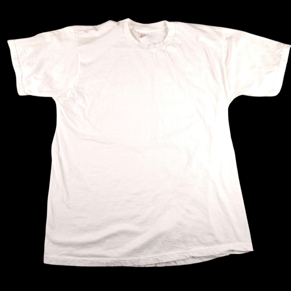 Vintage 90s Fruit Of The Loom White Blank Plain Basic T Shirt Men's Size XL