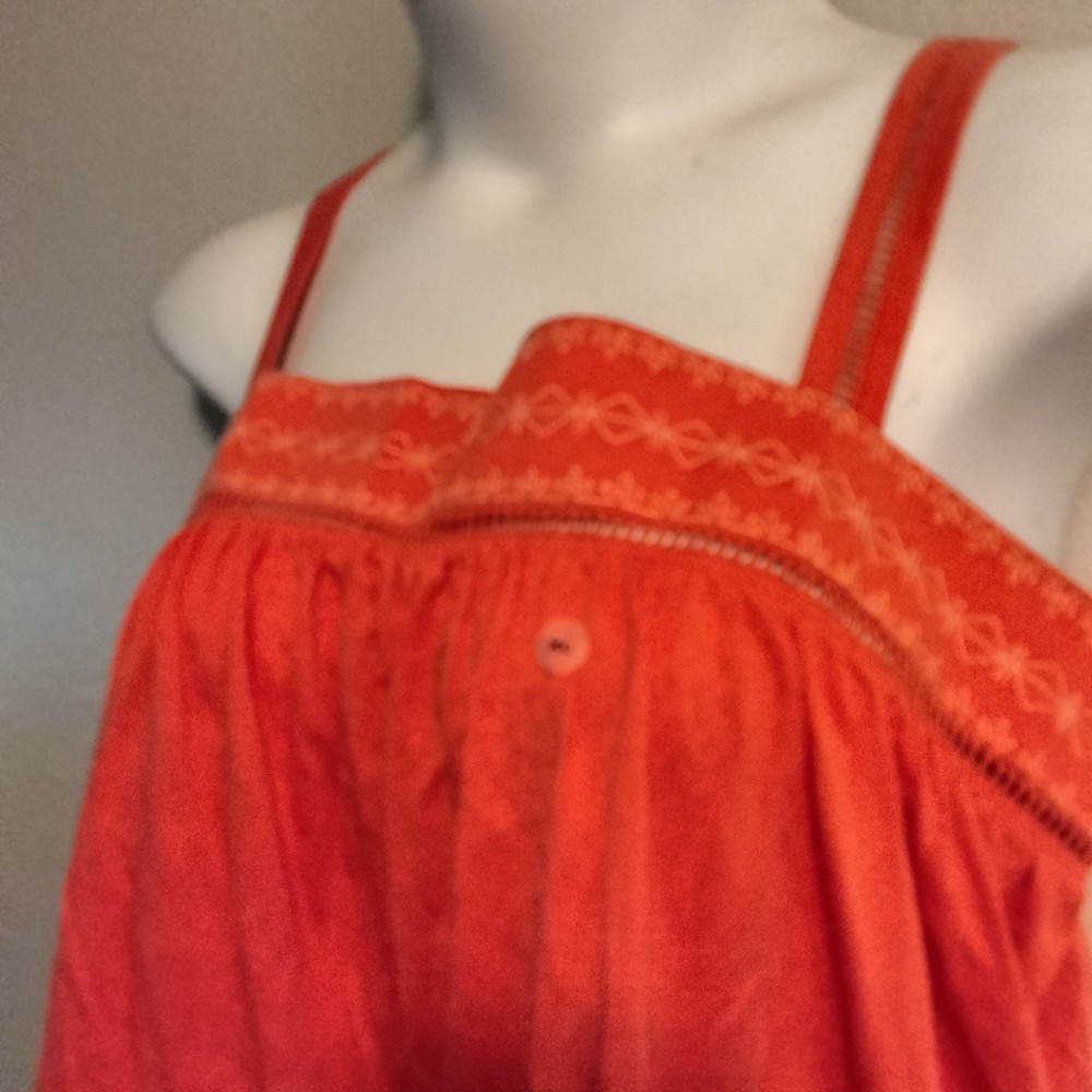 Eddie Bauer Women's Crochet Knit Tank XL Cotton, Burnt Orange, Boho Hippie Earth