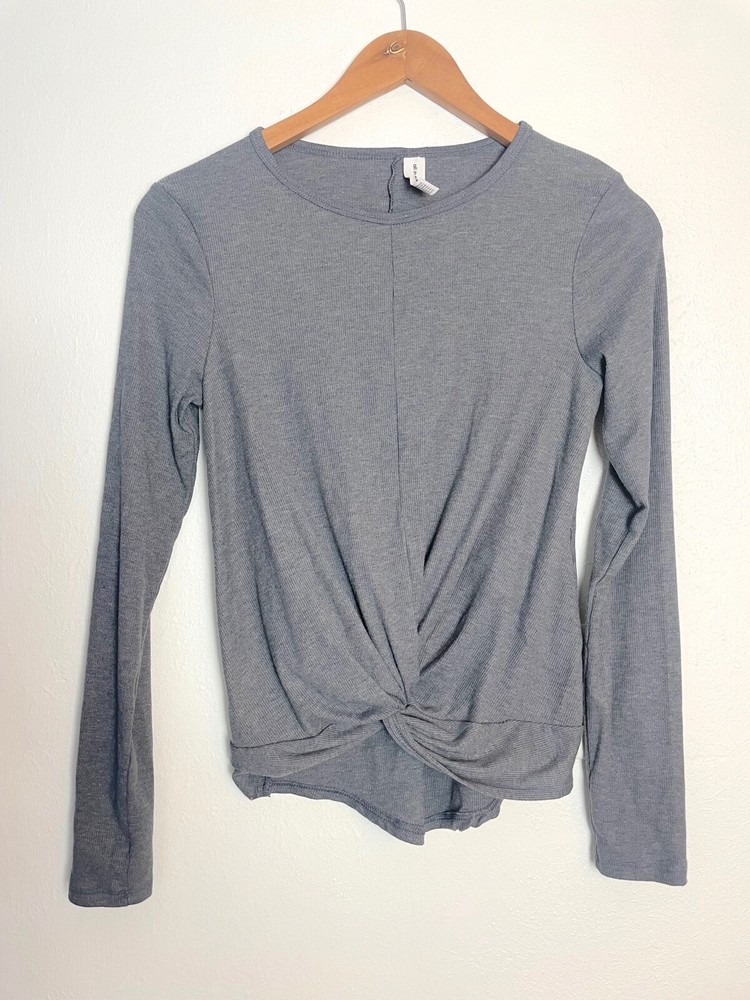 All in Motion Shirt Women's Small S Long Sleeve Twist-Front T-Shirt - Gray