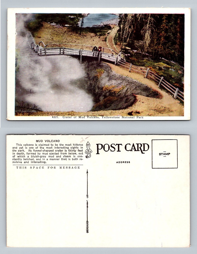 Yellowstone National Park, WY-Wyoming, Crater Of Mud Volcano Vintage Postcard