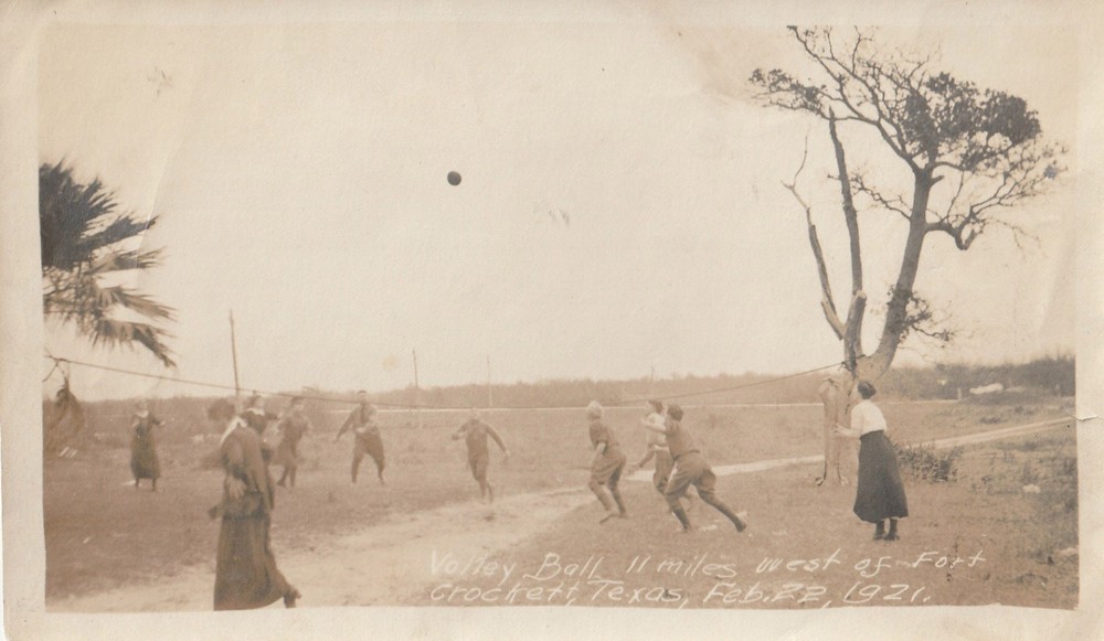 Volleyball Game 1921 near Ft. Crockett Galveston TX Army Air Corps Training Site