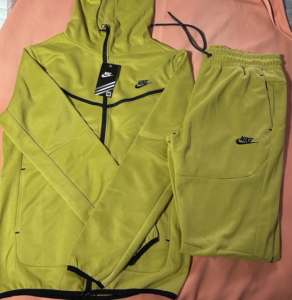 Nike Men's Green Hooded Full Zip 2-Piece Tracksuit Jacket Pants Poly M