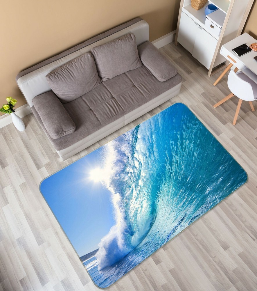 3D Blue Ocean Wave Sunlight NAO4616 Game Rug Mat Elegant Photo Carpet Mat Fay