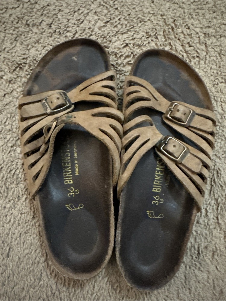 Birkenstock Granada Sandals Womens Size EU 36 Light Brown Leather Shoes Flats