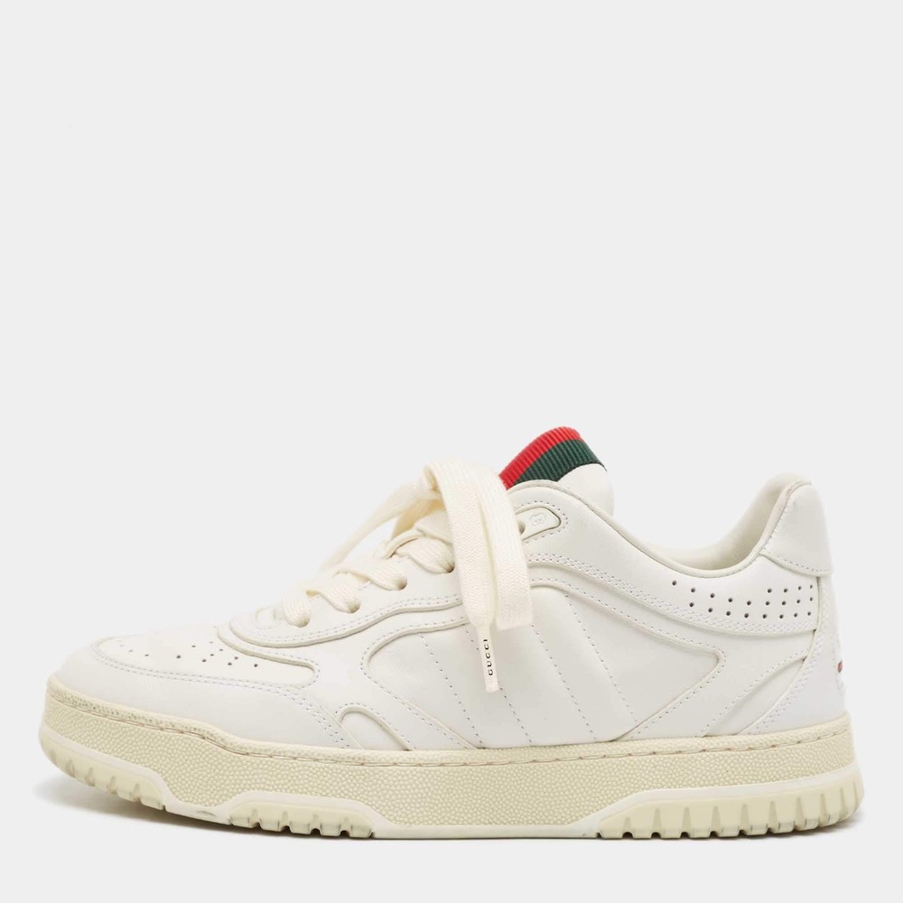 Gucci ReWeb Size 36.5 White Leather Low Top Sneakers