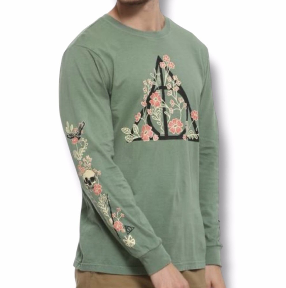 Harry Potter Deathly Hallows Men’s Long Sleeve Shirt Size Medium BoxLunch