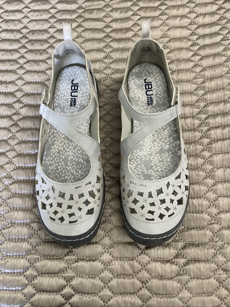 JBU Women's Sandals Gray 9.5 Closed Toe Adjustable Strap Memory Foam