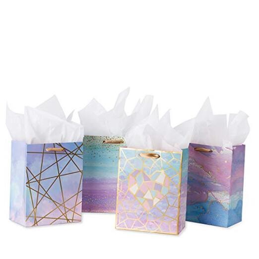 Medium Colorful Marble Gift Bags 4-Pack