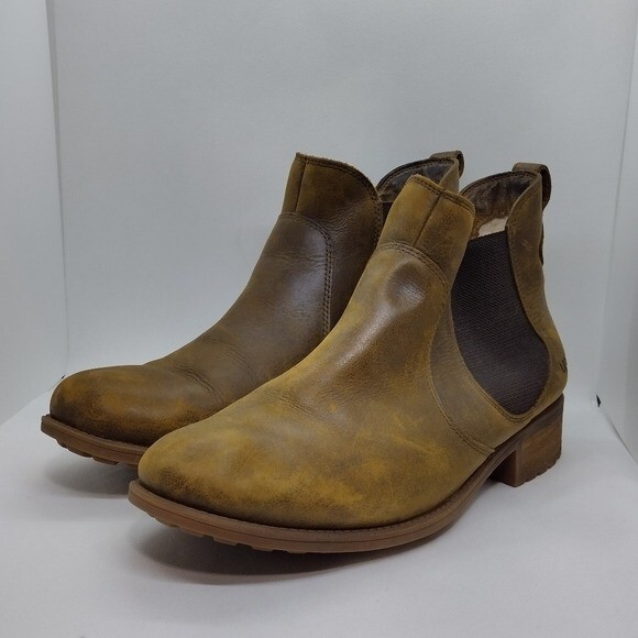 UGG Bonham Boots Women's 12 Brown Leather Distressed Boho Retro 90s Y2K