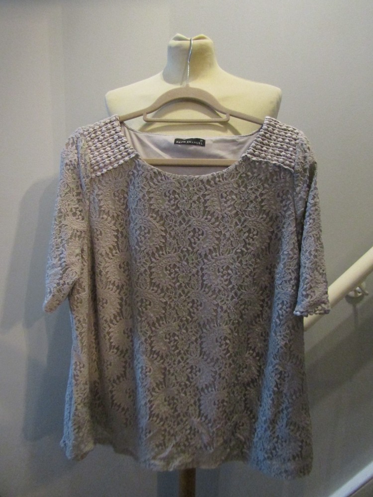 Women's David Emanuel Beige Lace Blouse UK Size 20