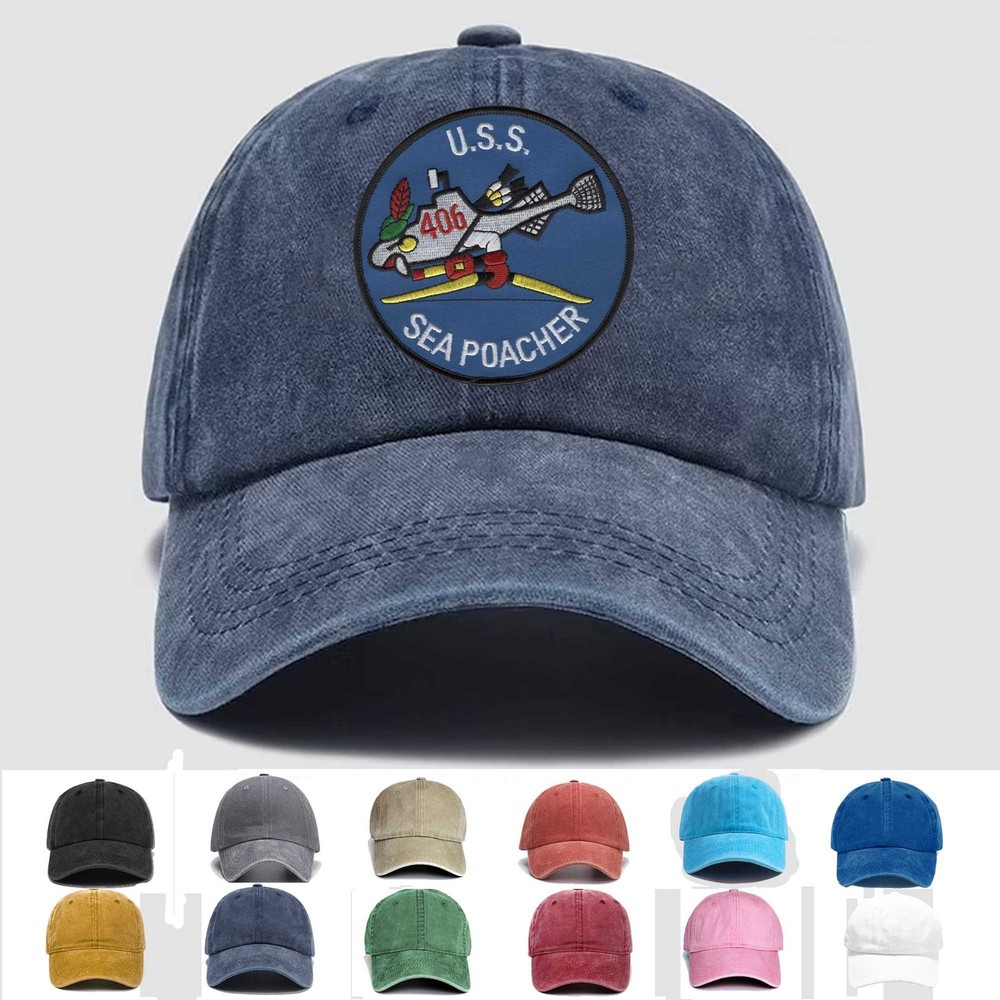 Custom Embroidered Hat USS Sea Poacher SS-406, Veteran Cap, Trucker Hat, Gift