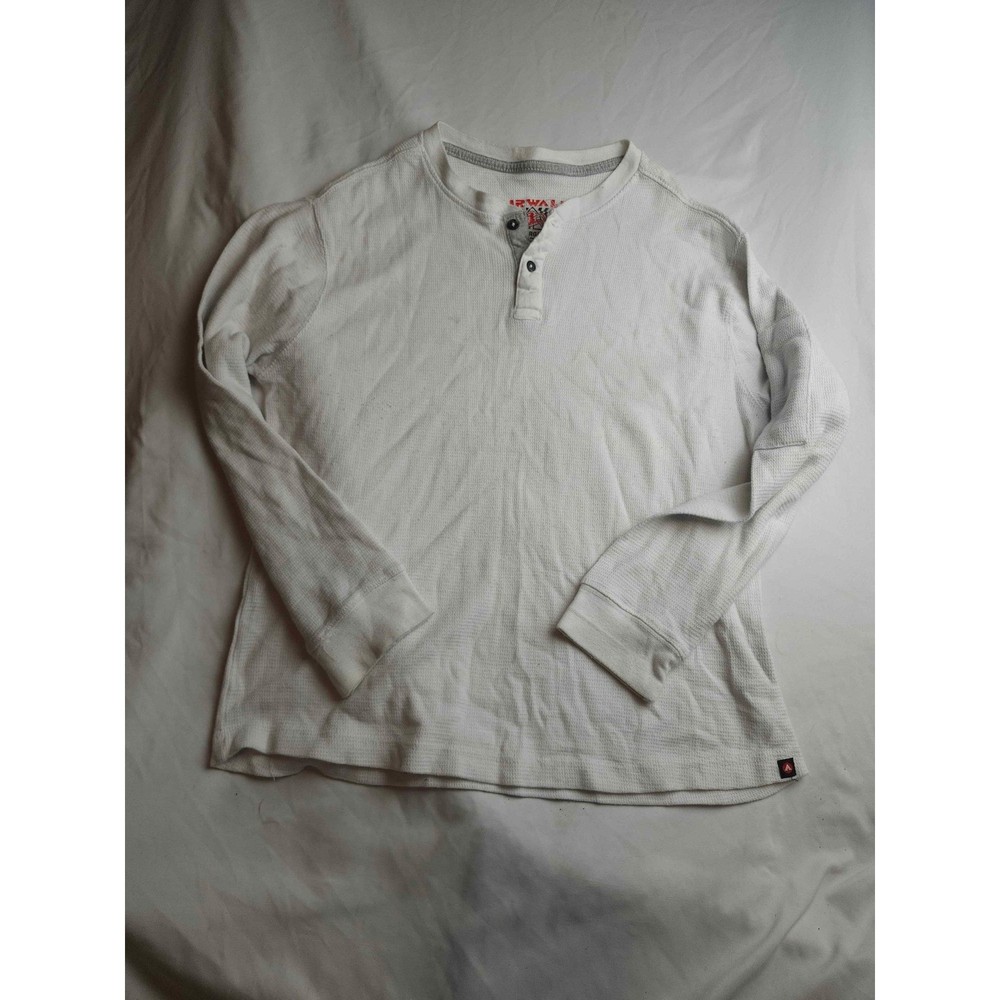 Airwalk Mens White Waffle Knit Thermal Henley Long Sleeve Shirt Large