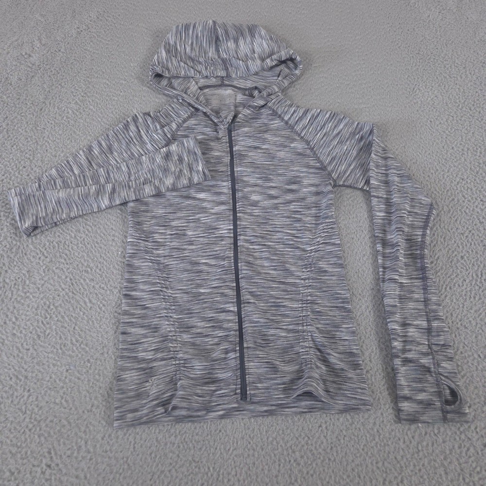 Athleta Jacket Womens Small Gray Spacedye Seamless Full Zip Hoodie Thumbholes