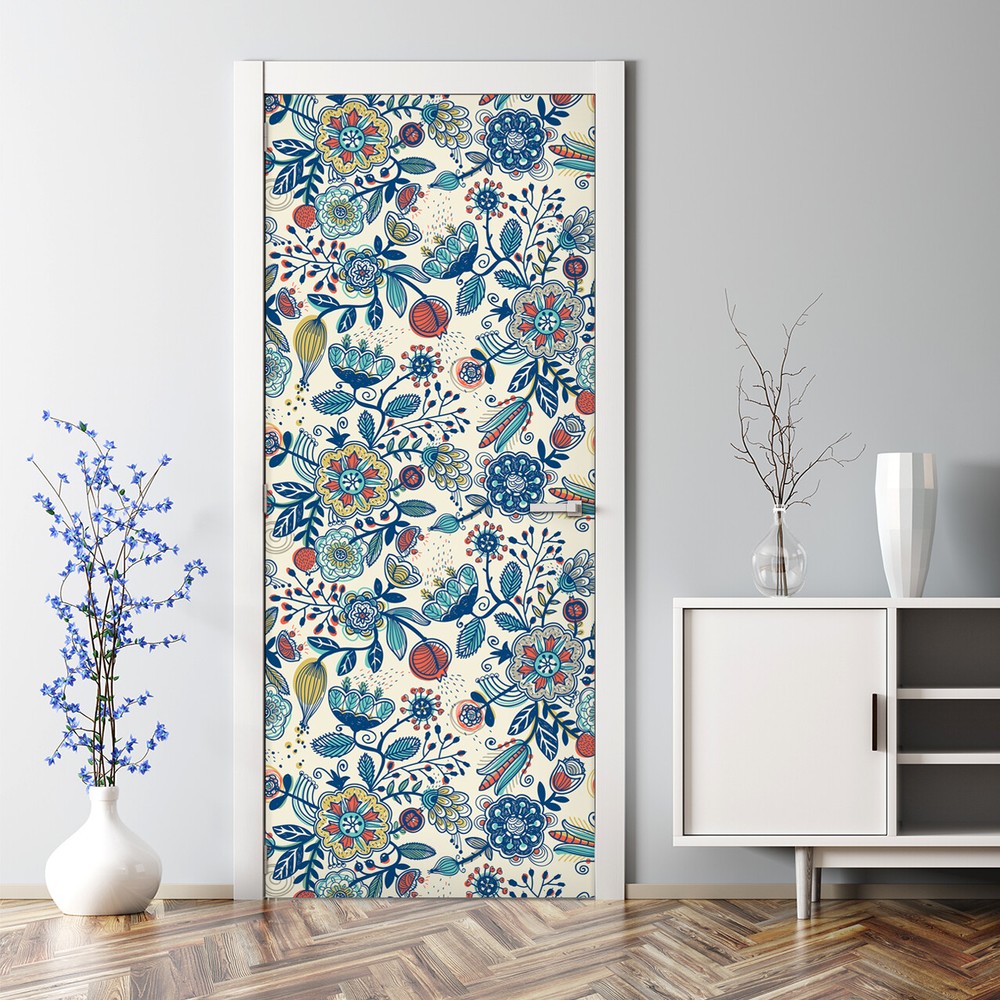 Fantasy Plants Bubble Free  Romantic Vintage Field  Elegant design  Door Sticker