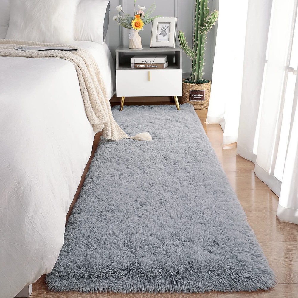 Soft Runner Rugs for Bedroom Living Room Plush Fluffy Rug 2X6 Feet, Shag Furry A