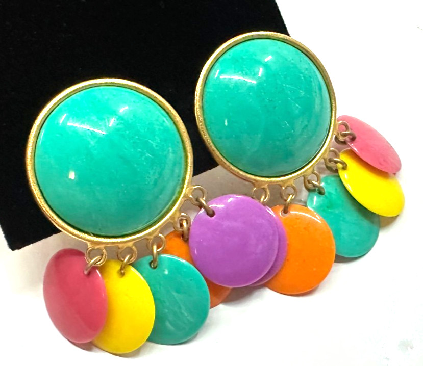 Signed LES BERNARD Vtg Costume Gold Tone Clip-on Earrings Jewelry Lot H