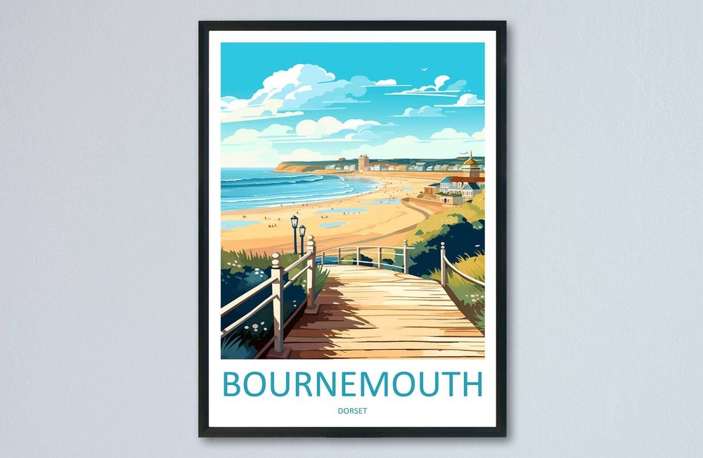 Bournemouth Travel Print Wall Art Bournemouth Wall Hanging Home Dcor