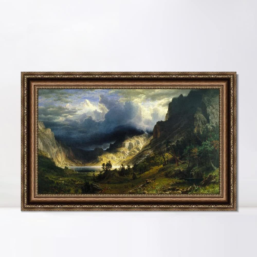 Framed Canvas Giclee Print A Storm in the Rocky Mountains by Albert Bierstadt