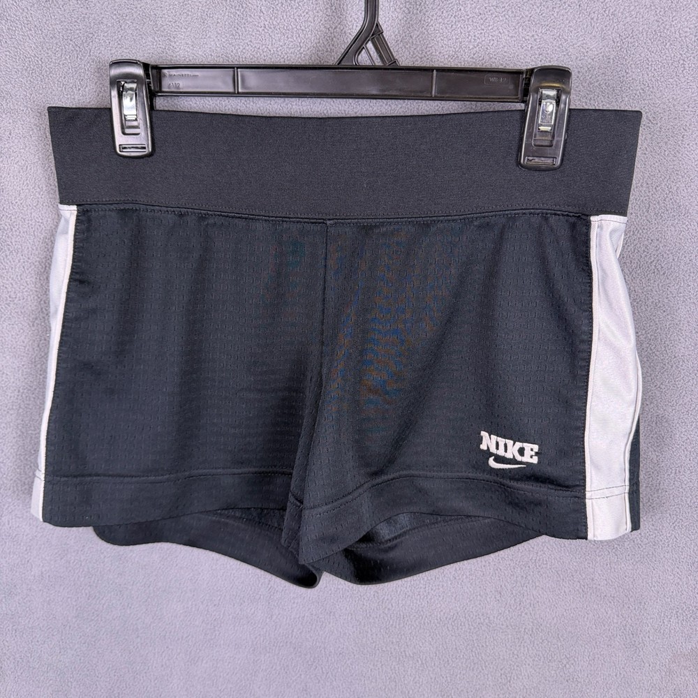 Nike Womens Shorts S 4-6 Black White Training Running Athletic Logo Vintage