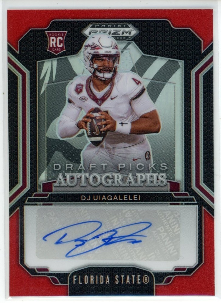 2025 Panini Prizm Draft Picks DJ Uiagalelei Draft Picks Auto Red Prizm RC /399