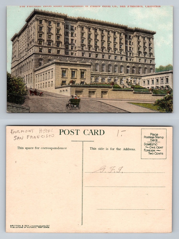 San Francisco, CA-California, Fairmont Hotel Nob Hill Luxury Vintage Postcard