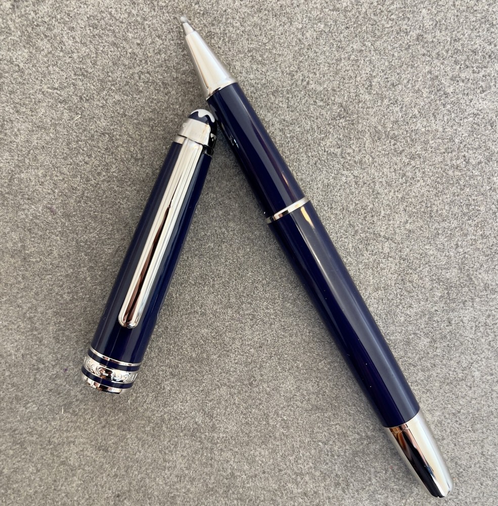 Deluxe Olympic Chamonix Resin Series Deep Blue+Silver Color 0.7mm Rollerball Pen