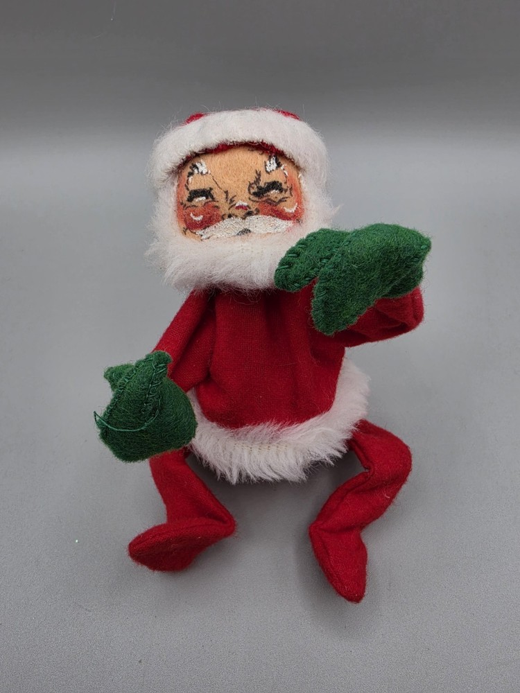 Vintage 1971 Annalee Mobilitee Christmas Santa Doll in Santa Elf Hat