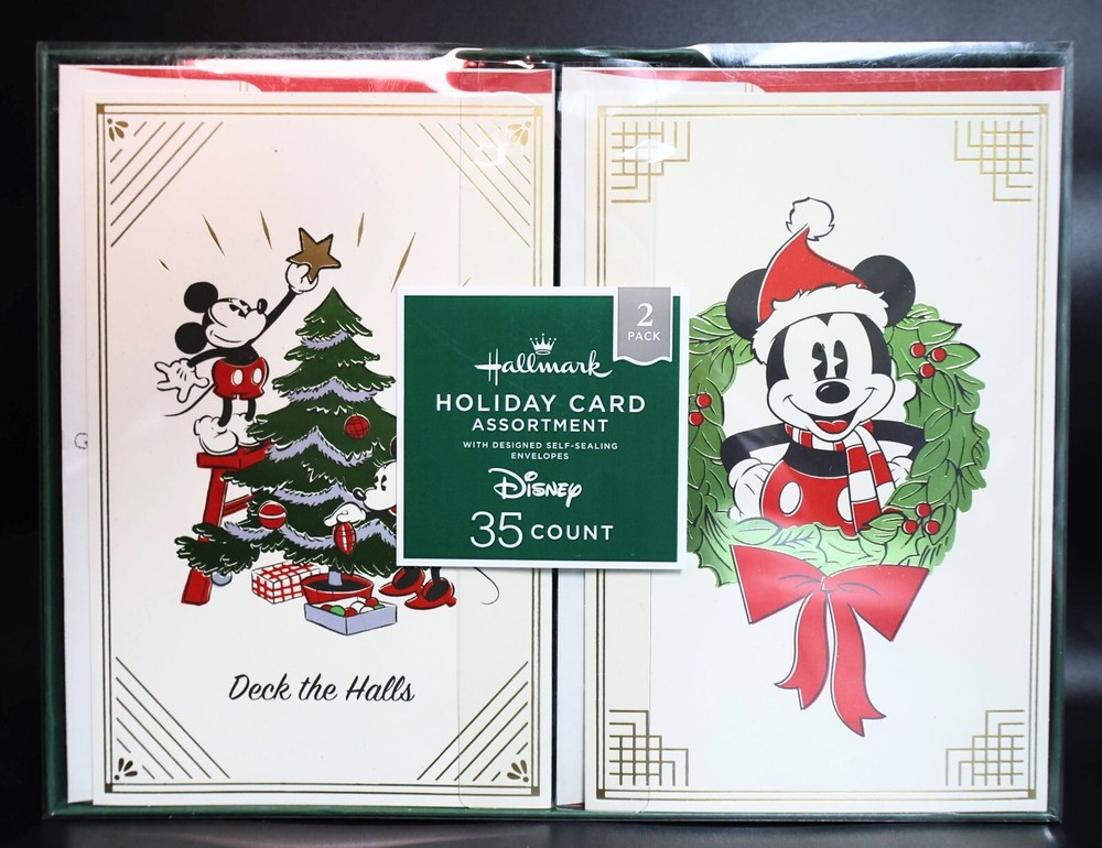 Disney Mickey Mouse Holiday Greeting Card Set - 35 Festive Cards (1SAM2524)