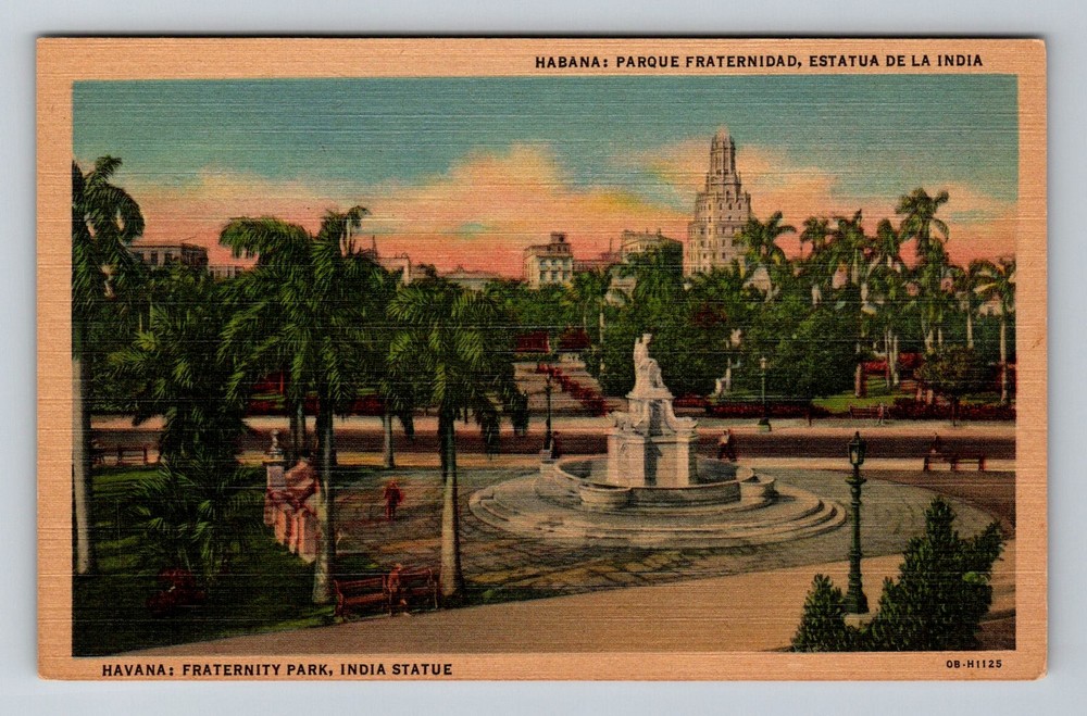 Cuba- Havana Fraternity Park India Statue Postal Old Card View Vintage Postcard