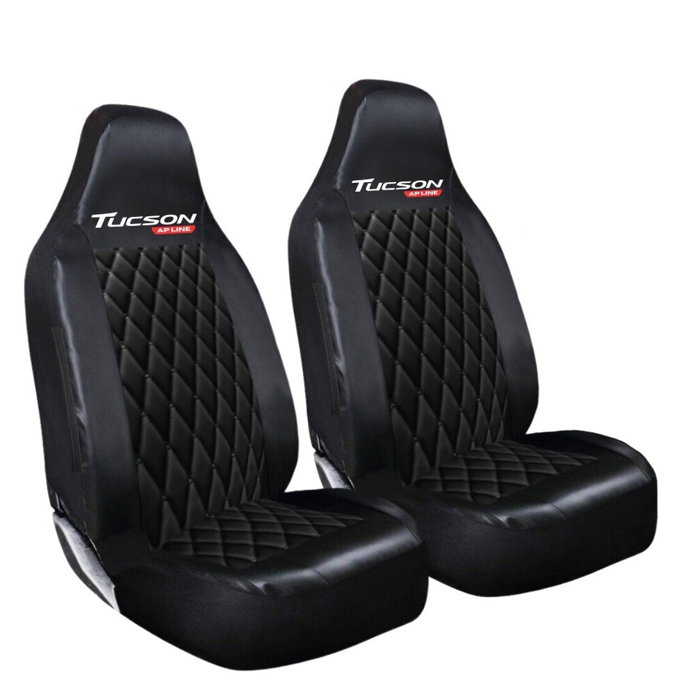 FOR HYUNDAI TUCSON - Black Leather Diamond Quilted Car Seat Covers - 2 x Fronts
