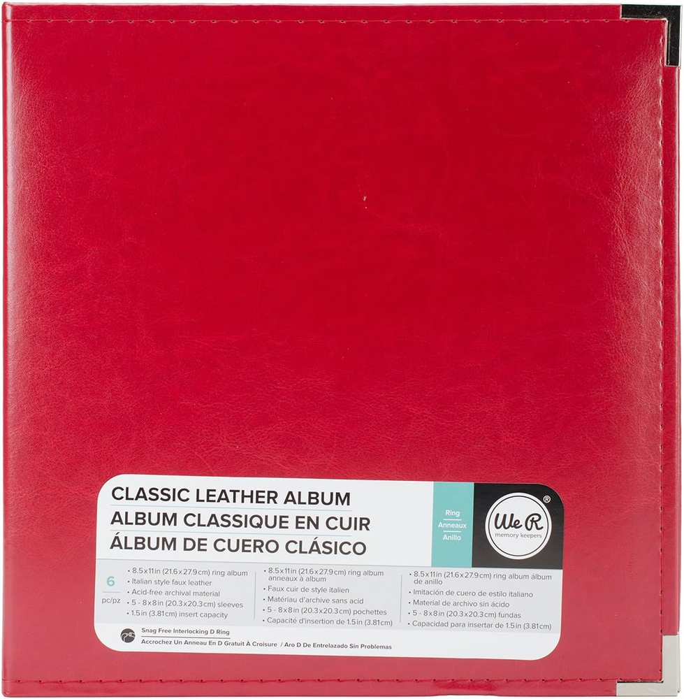 D-Ring 8.5X11 Photo Album Red, Protect Memories and Photos, Soft, Acid-Free Faux
