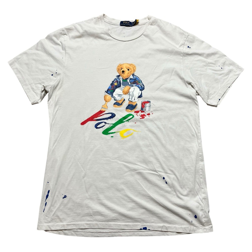 Polo Ralph Lauren Shirt Mens Large Tall White Polo Bear Painter Graphic Tee