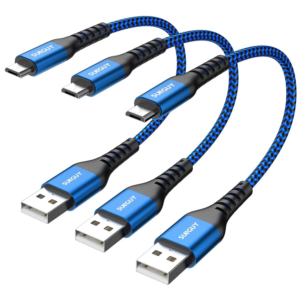 SUNGUY 6in Nylon Braided Micro USB Cable Fast Charging