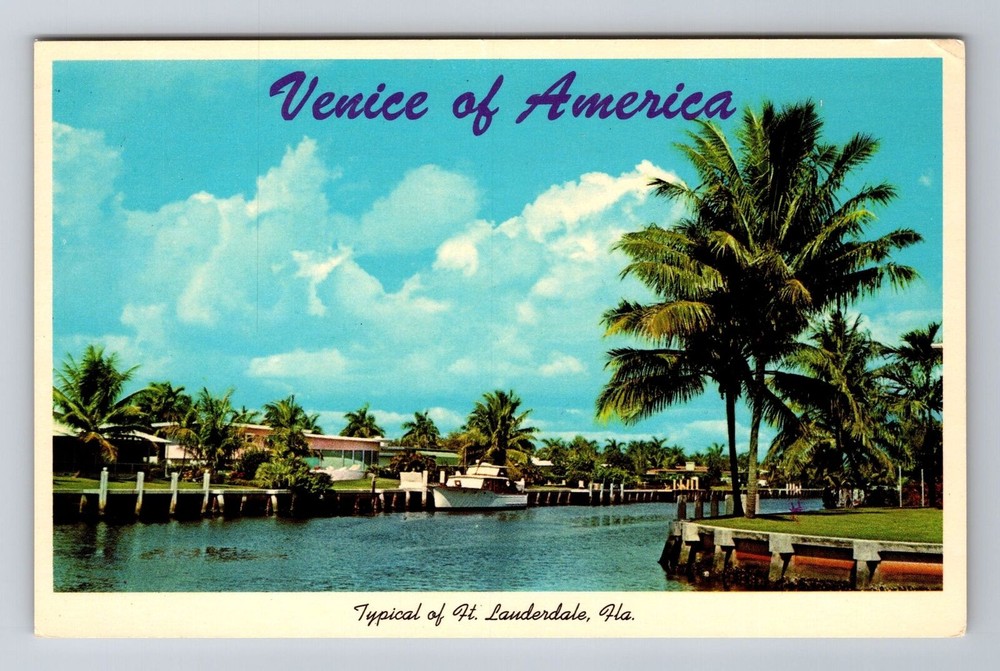 Fort Lauderdale FL-Florida, Home On The Waterways, Antique, Vintage Postcard