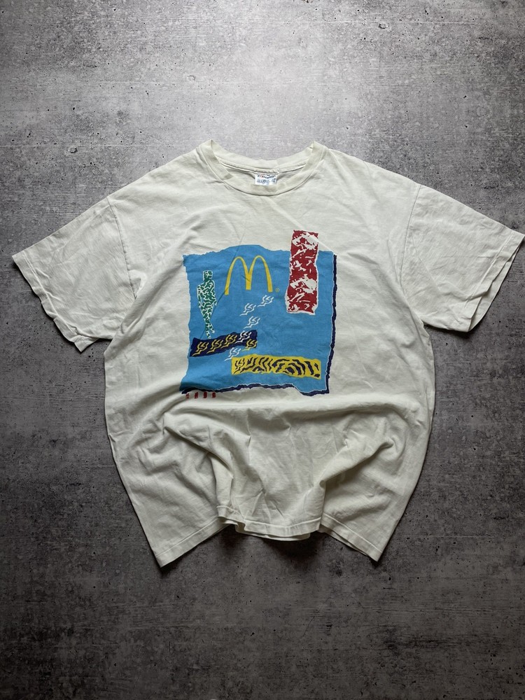 Vintage McDonald’s Abstract Graphic Single Stitch USA Logo T-Shirt 90s Rare Tee-image