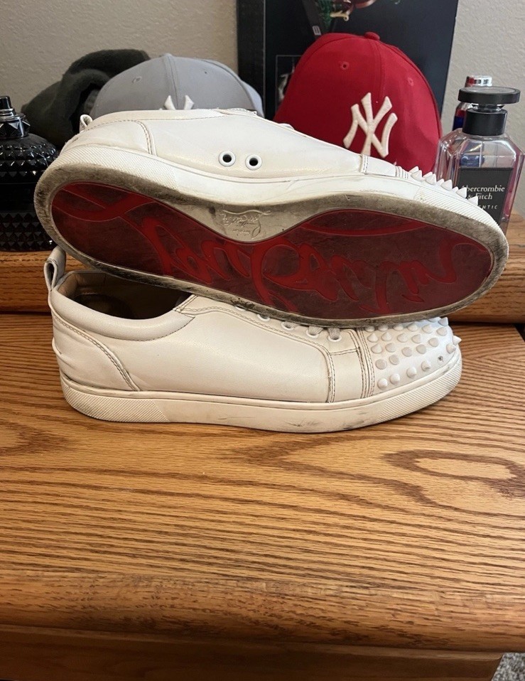 Christian Louboutin Louis Junior Spikes White Leather Men's Casual Sneakers
