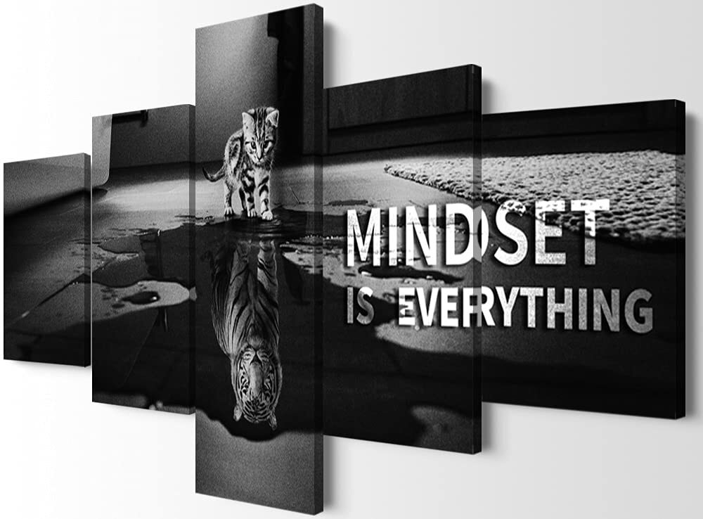 5 Piece Mindset is Everything Wall Art Home Office Decor Inspirational Wall D...