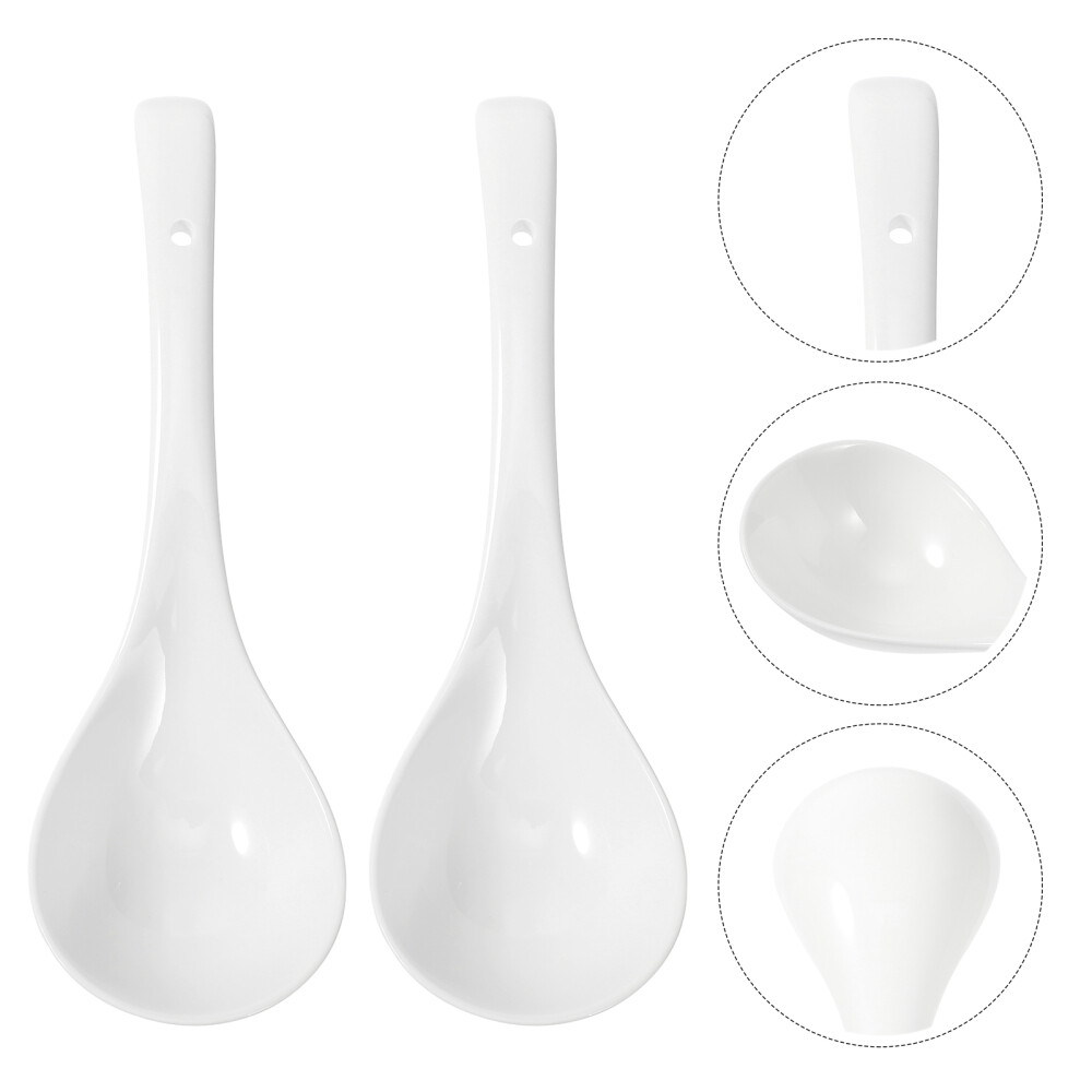 Spoon Porcelain Ramen Spoons Cutlery Stainless Measuring Cups