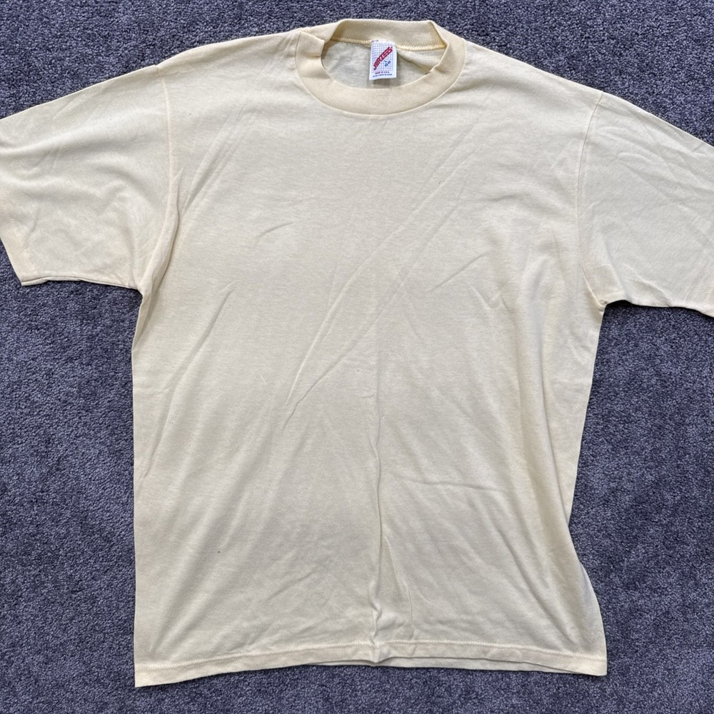 VTG Mens L Jerzees T Shirt Blank Crewneck Single Stitch Made In USA Short Sleeve